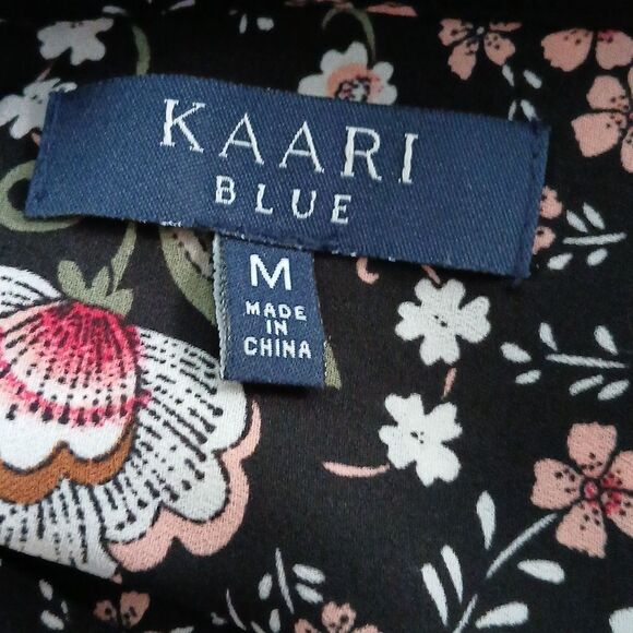 Kaari Blue black floral high low tunic blouse casual business casual Sz M NWOT - Picture 5 of 5